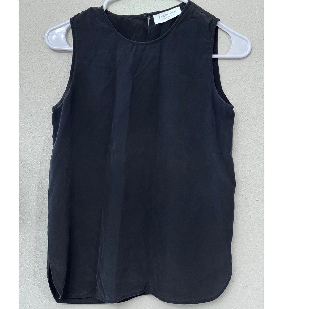 Everlane 100% Silk Sleeveless Top Tank   Sz 0 Black Office Layer Minimalist Chic